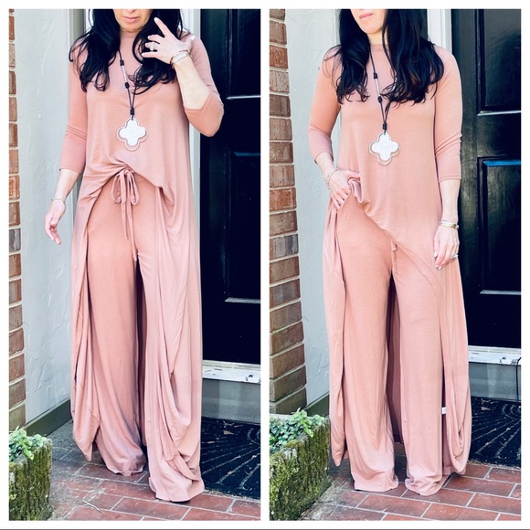 Side pockets wide leg drawstring waist pants - Picture 2 of 6